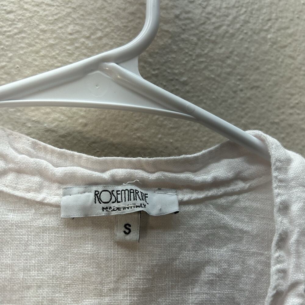 Rosemarine 100% Linen Tunic Shirt SZ S Roll Tab Beachy Coastal Minimalist Pink - Picture 4 of 7